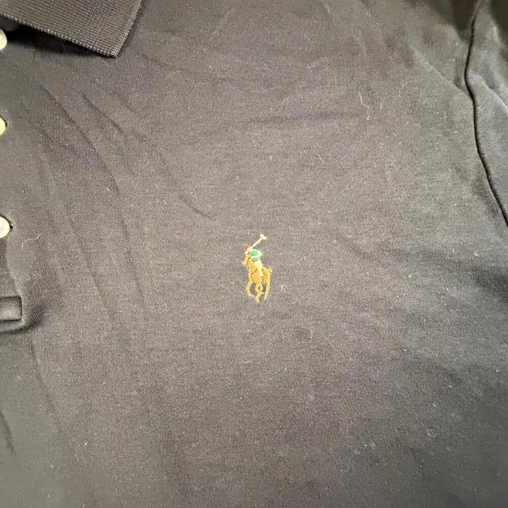 Polo Ralph Lauren Mens Classic‎ Fit Short Sleeve Polo Shirt Black XL Multi Pony